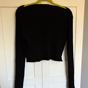 All Saints Black Long Sleeve Crop Top